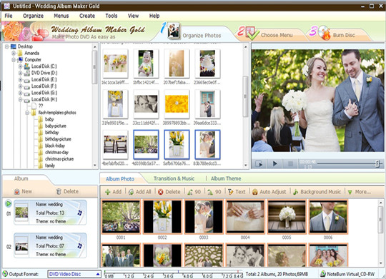 the Main Window of the Wedding Album Maker